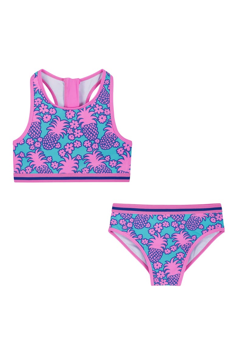 Kids' Pineapple Print Two-Piece Swimsuit, Main, color, AQUA PINEAPPLE