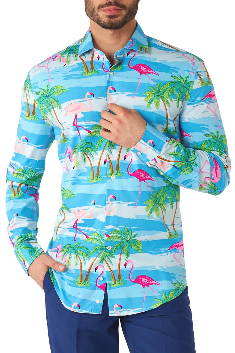 Flaminguy Trim Fit Button-Up Shirt, Main, color, MISCELLANEOUS