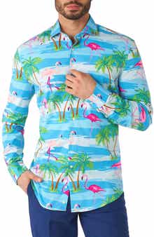 OppoSuits Flaminguy Trim Fit Button-Up Shirt