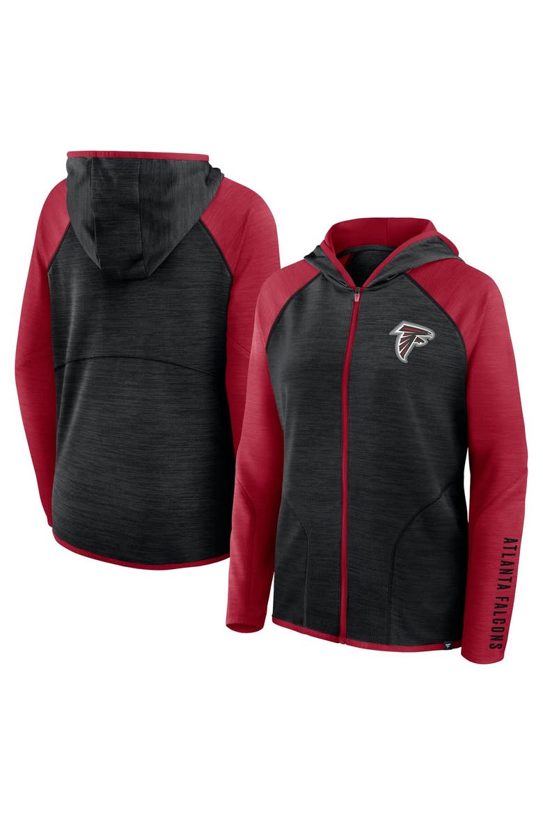Women's Fanatics Black/Red Atlanta Falcons Redzone End Around Pass Raglan Full-Zip Hoodie, Main, color, Black