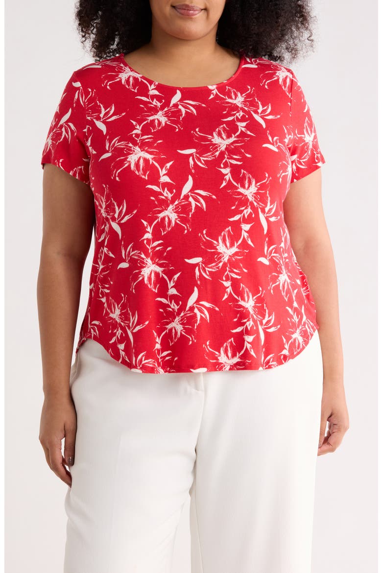 Floral High-Low T-Shirt, Main, color, RED/ WHITE FLORAL