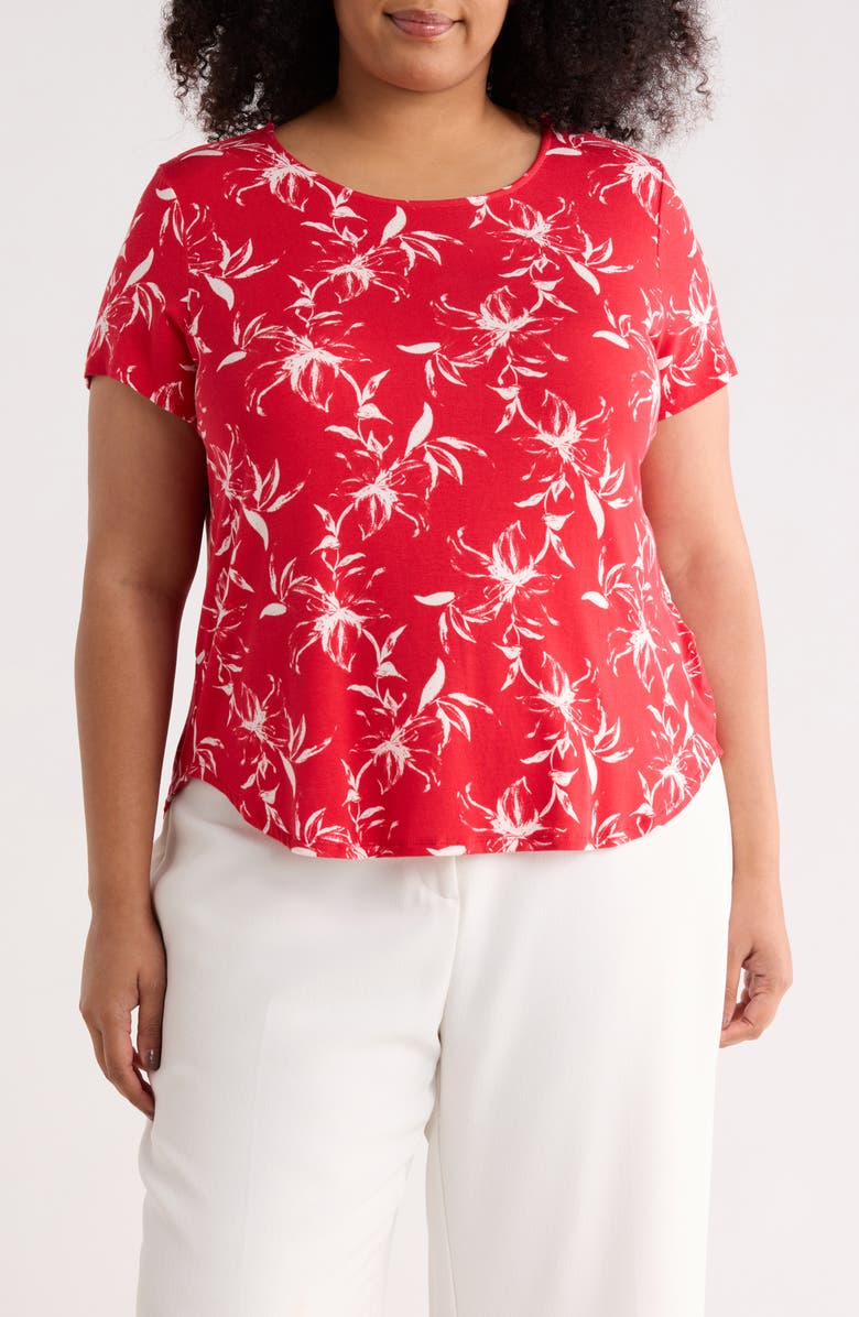PHILOSOPHY REPUBLIC CLOTHING Floral High-Low T-Shirt, Main, color, Red/ White Floral