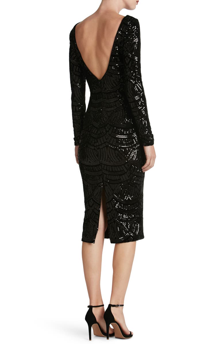 Dress the Population Emery Scoop Back Sequin Midi Dress, Alternate, color,
