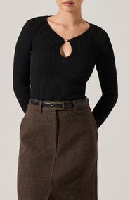 ASTR the Label Lynly Ribbed Cutout Sweater