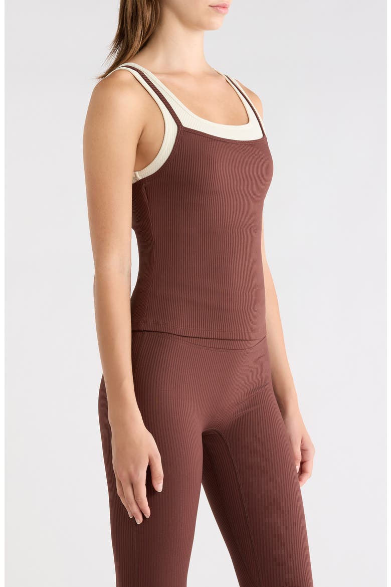 Ribbed Layered Tank, Alternate, color, CHOCOLATE/ SHELL