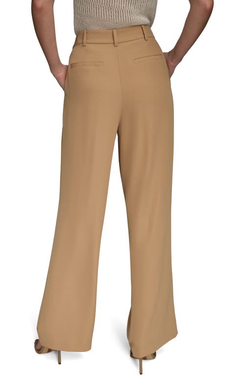 Donna Karan New York Pleated Wide Leg Pants In Brown