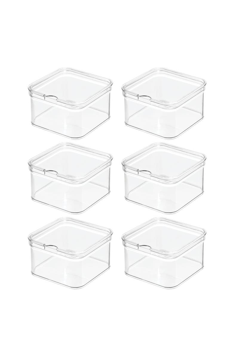 iDesign Stackable Fridge Organizer Bins with Lids - Set of 6 - Clear, Main, color, Clear