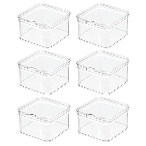 Stackable Fridge Organizer Bins with Lids - Set of 6 - Clear