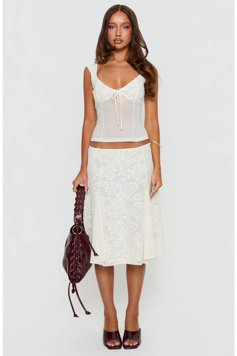 Quani Lace Midi Skirt, Alternate, color, CREAM