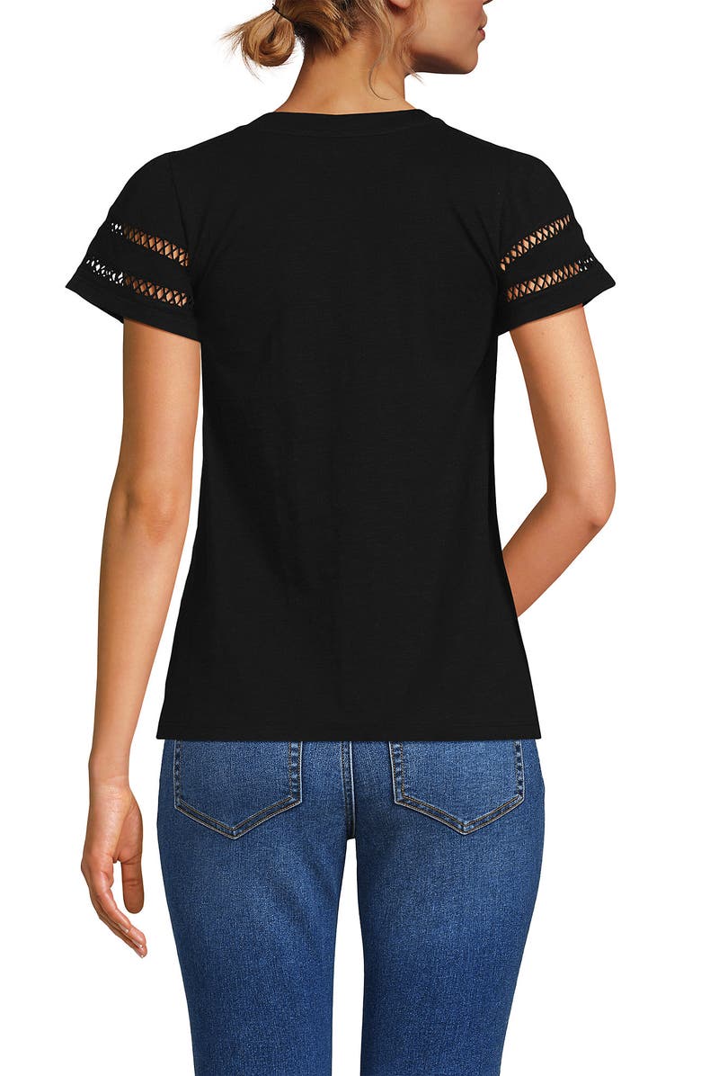 Lands' End Slub Flutter Sleeve V-Neck T-Shirt, Alternate, color, 