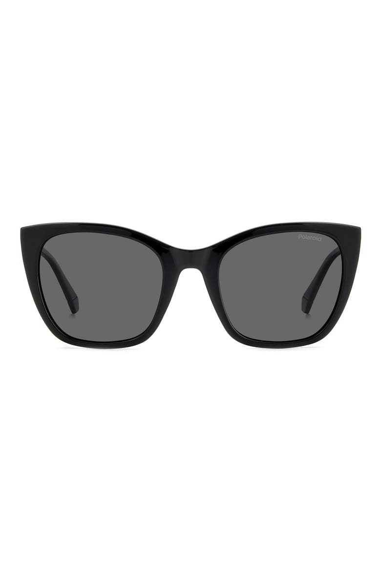 52mm Polarized Cat Eye Sunglasses, Alternate, color, BLACK/ GRAY POLAR