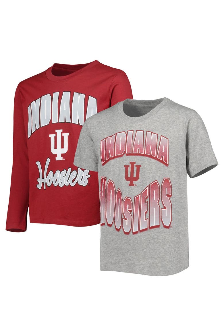 Youth Crimson/Heather Gray Indiana Hoosiers Game Day T-Shirt Combo Pack, Main, color, Crimson