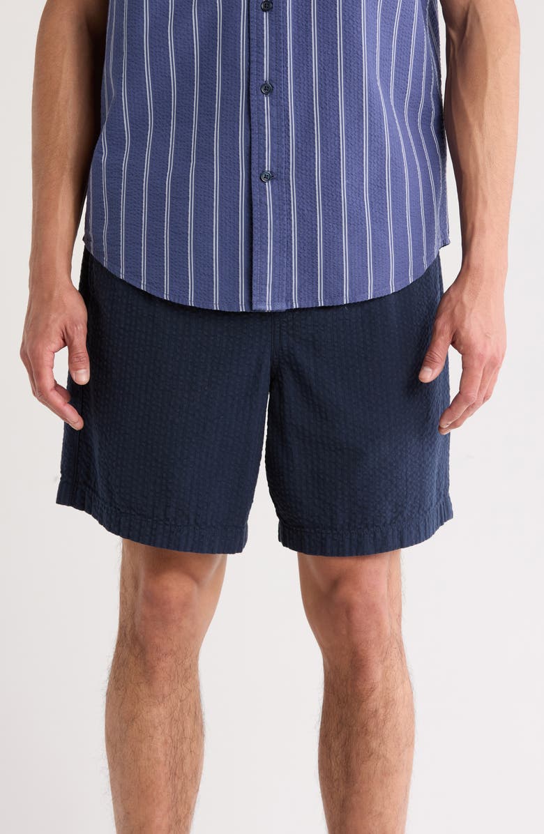 14th & Union Seersucker Cotton Shorts, Main, color, Navy Blazer