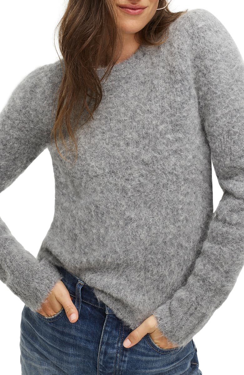 J.Crew Puff Sleeve Fuzzy Crewneck Sweater, Main, color,