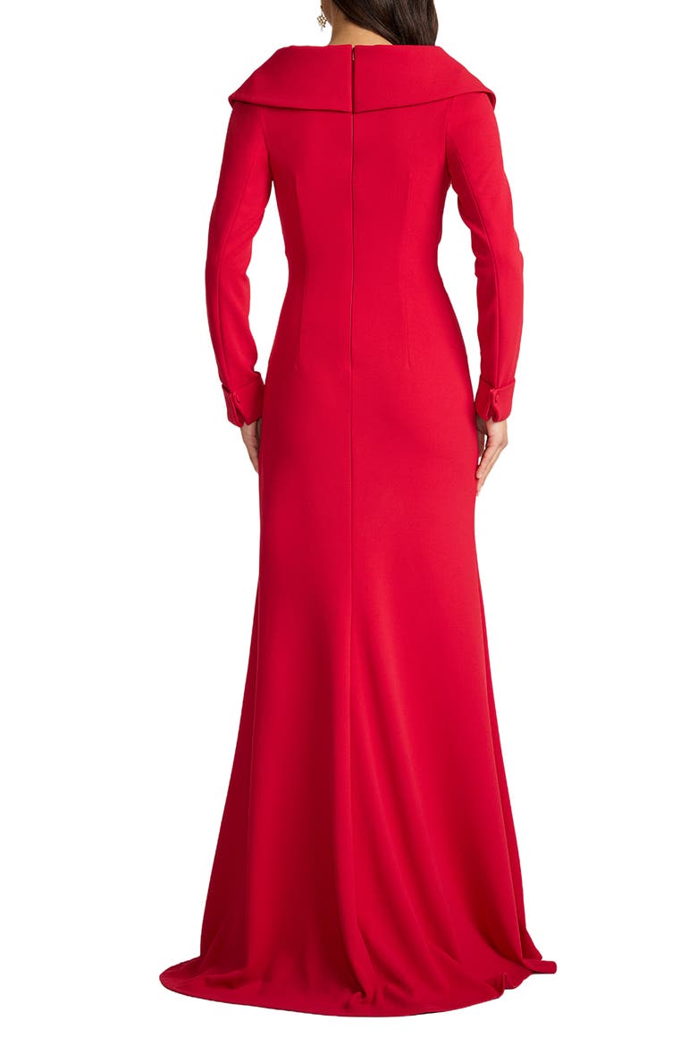Cascade Ruffle Long Sleeve Gown, Alternate, color, RED ROCK