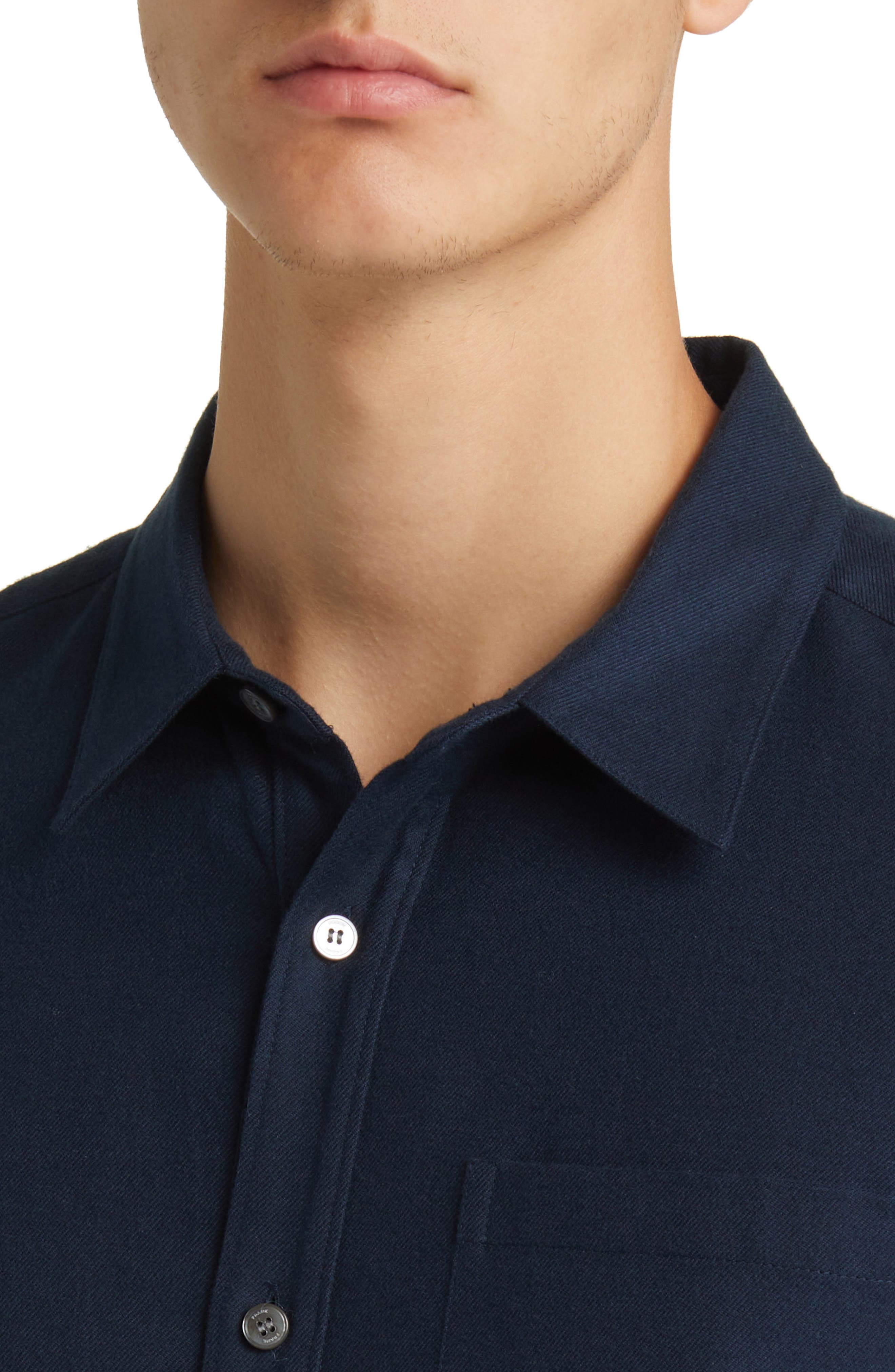 Brushed Cotton Blend Button-Up Shirt - image 4