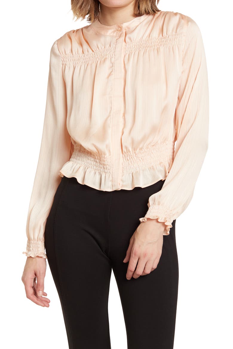 Woven Smocked Shirt, Main, color, BLUSH