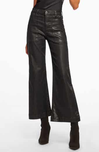 Ramy Brook Clifford Metallic Coated Crop Wide Leg Jeans
