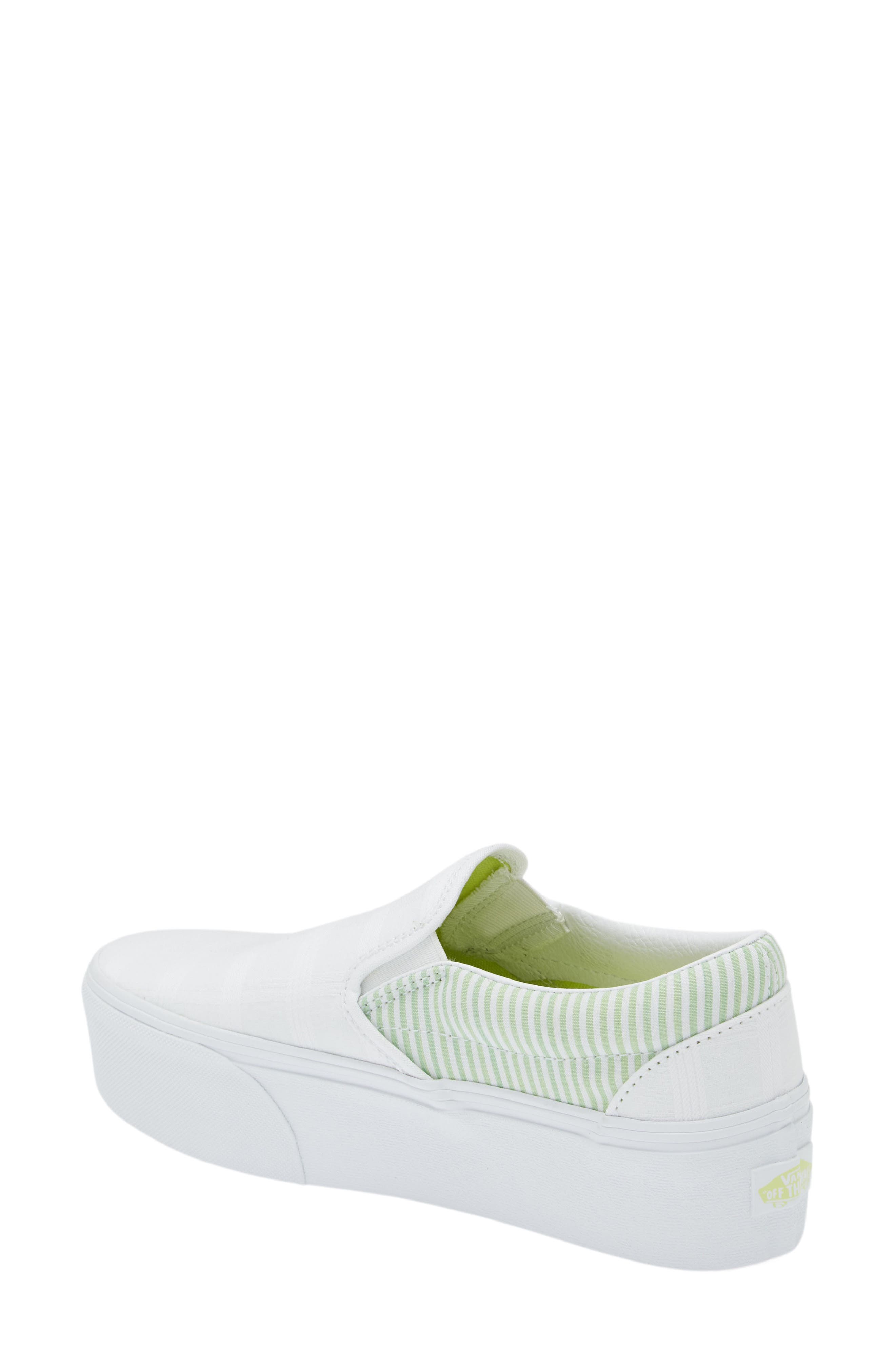 Gender Inclusive Classic Slip-On Stackform Sneaker, Alternate, color, SUMMER PICNIC GREEN/ WHITE