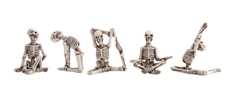 Resin Skeleton in Yoga Pose, Set of 5 Styles