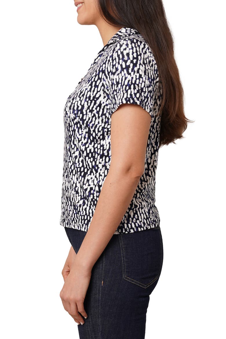 Johnny Collar Short Sleeve Top, Alternate, color, KALI PRINT NAVY