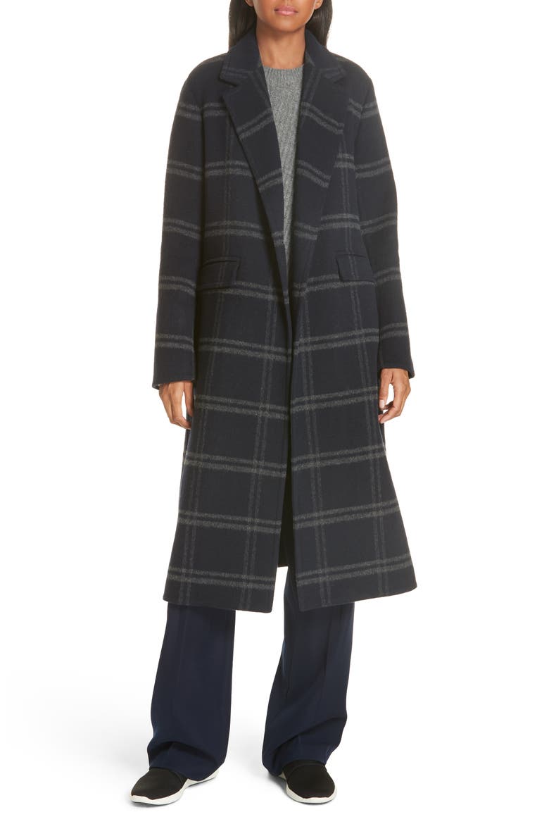Shadow Plaid Coat, Main, color, COASTAL/ GREY