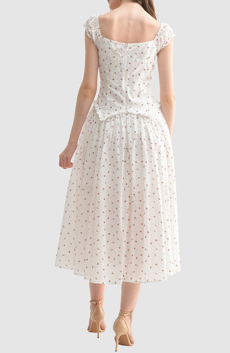 Floral Clip Dot Cotton Midi Dress