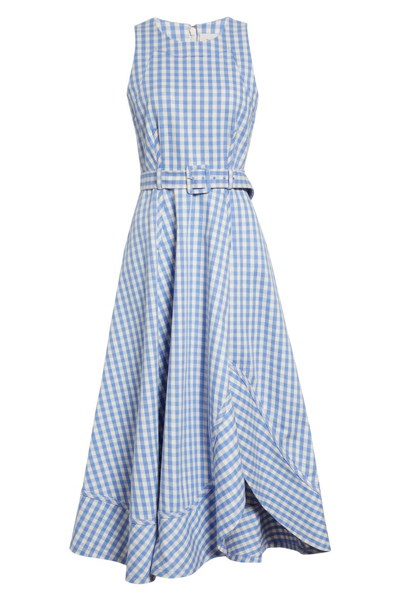 Zelda Gingham Belted Denim Midi Dress, Alternate, color, ULTRAMARINE/WHITE