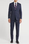 English Laundry Plaid Trim Fit Notch Lapel Wool Blend Two-Piece Suit