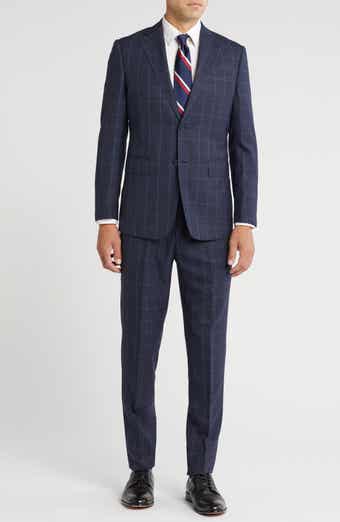 English Laundry Plaid Trim Fit Notch Lapel Wool Blend Two-Piece Suit