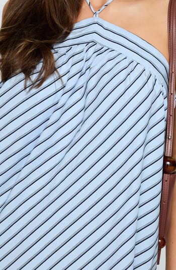 Moonlit Stripe Halter Minidress