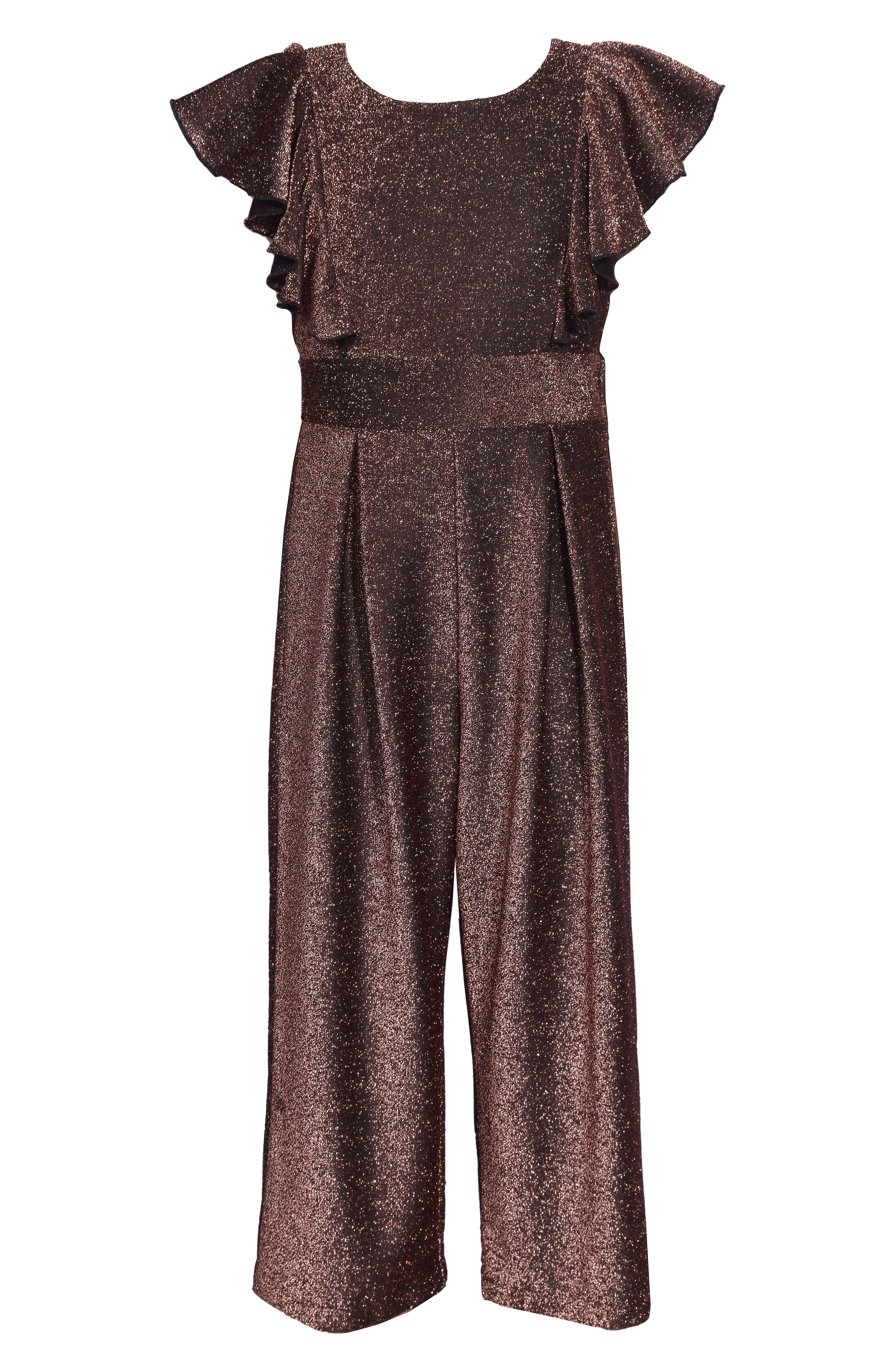 Iris & Ivy Kids' Metallic Flutter Sleeve Jumpsuit