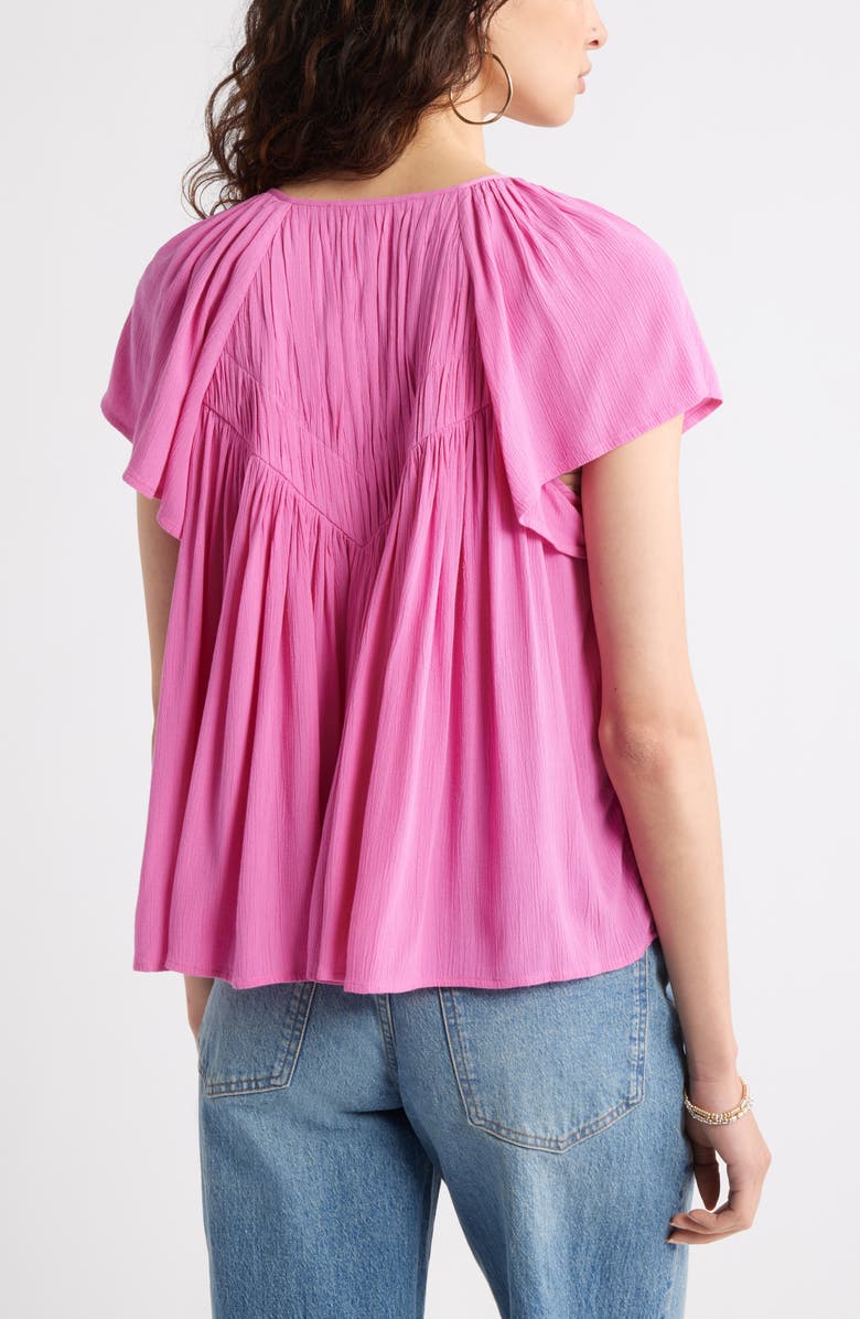 Treasure & Bond Shirred Raglan Sleeve Gauze Top, Alternate, color, Pink Surprise