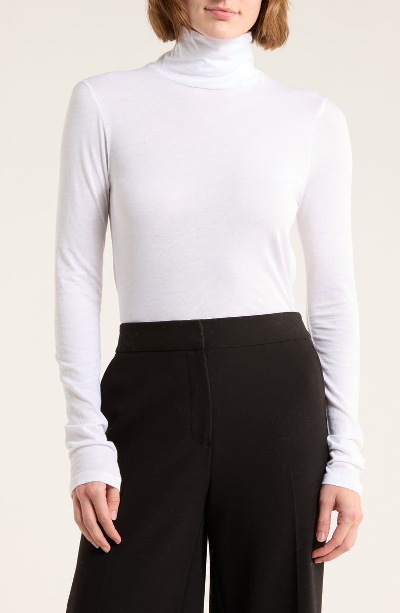 Vince Turtleneck Long Sleeve Top, Main, color, Optic White