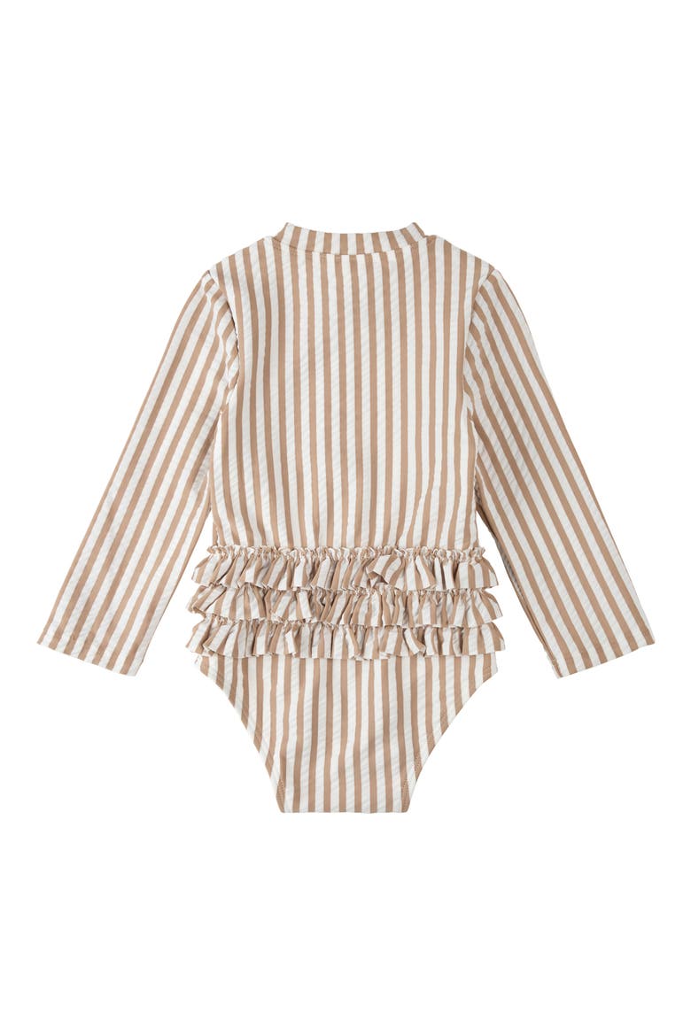 Ruffle Trim One-Piece Swimsuit, Alternate, color, BEIGE