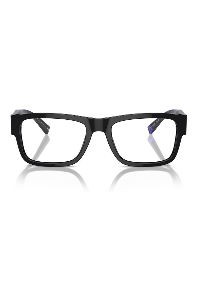52mm Rectangular Optical Glasses, Main, color, SHINY BLACK