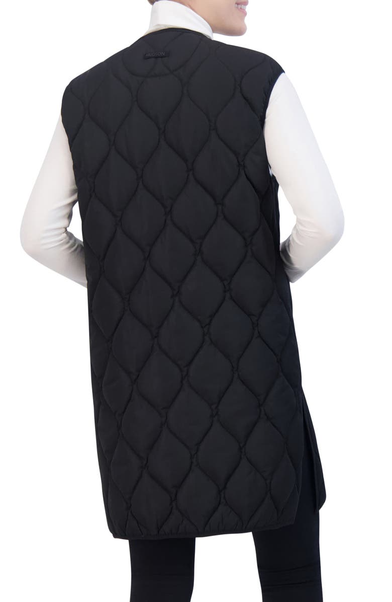 Hudson Jeans Water Repellent Onion Quilted Long Vest, Alternate, color, Black
