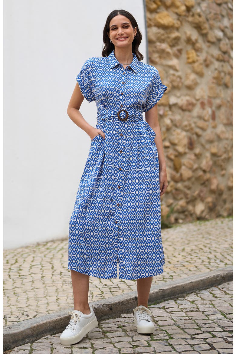 Belted Midi Shirt Dress, Alternate, color, Blue