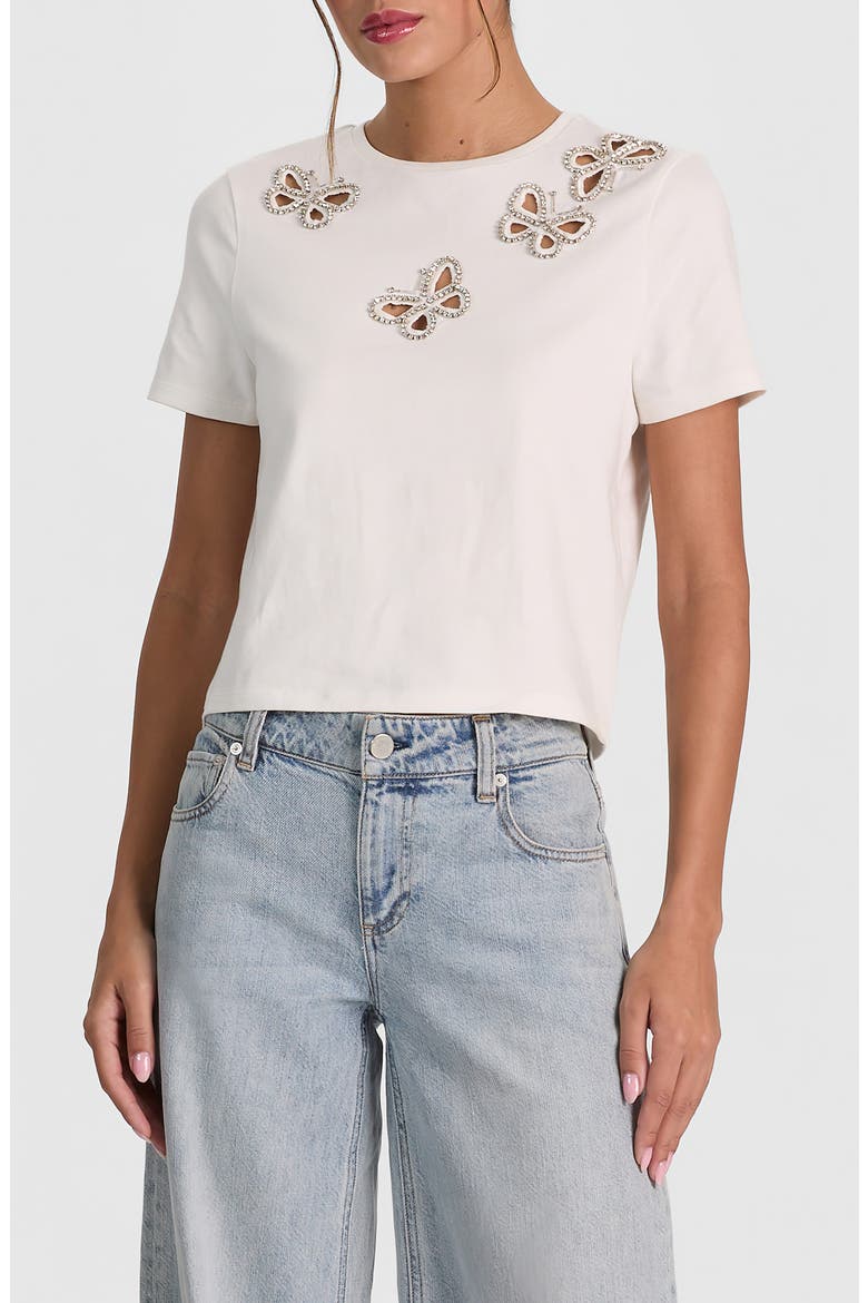 Cindy Embellished Cropped Tee, Main, color, OFF WHITE/ SILVER CRYSTAL