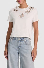 Alice + Olivia Cindy Embellished Cropped Tee