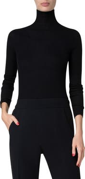 Akris Cashmere & Silk Rib Funnel Neck Sweater