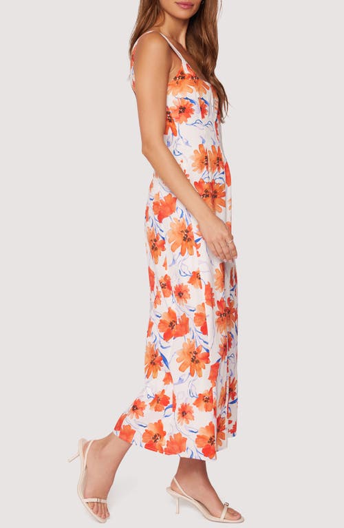 Lost + Wander Poppy Blooms Maxi Dress In White Orange Floral In White Orange Floral
