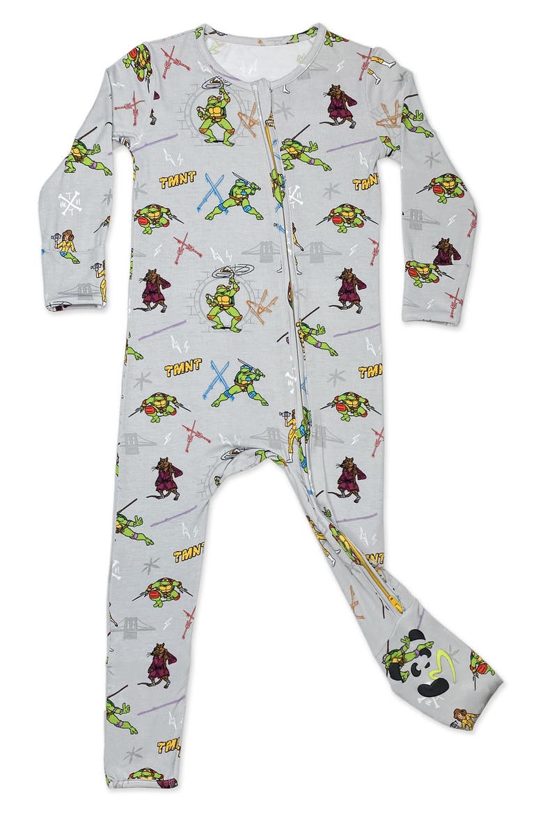 Kids' x Teenage Mutant Ninja Turtles Fitted Convertible Footie Pajamas, Main, color, GREY