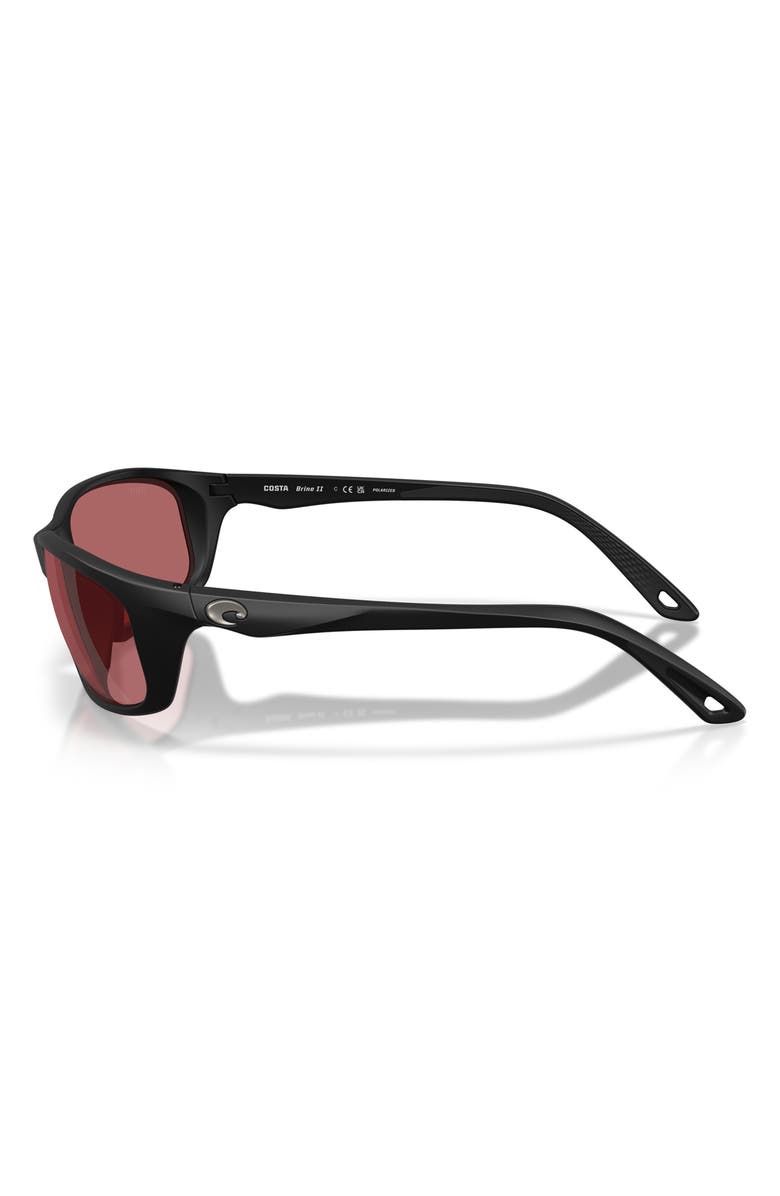 Costa Del Mar Brine II 59mm Polarized Rectangular Sunglasses, Alternate, color, Matte Black / Rose 580G