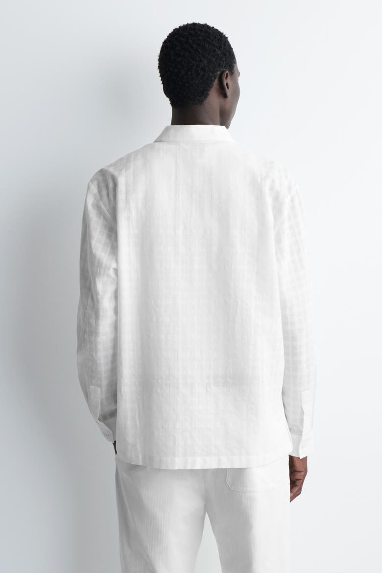 Checked Cotton Jacquard Shirt, Alternate, color, WHITE