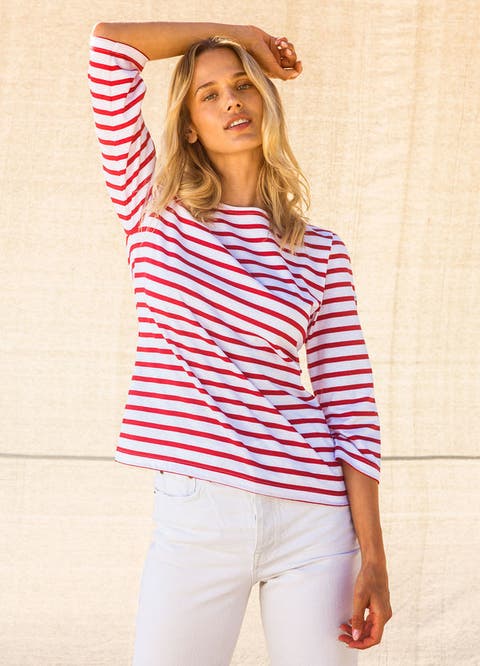 GALATHEE II - ¾ Sleeve Breton Striped Top