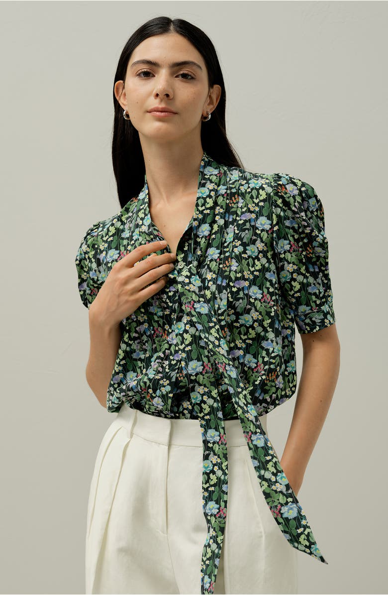 Lilysilk Puff-Sleeve Blouse - Made With Liberty Fabric, Alternate, color, Fairytale Forest