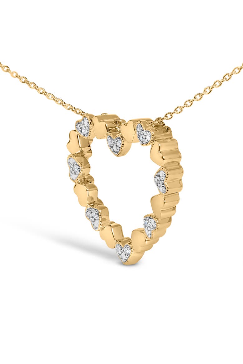 Gold Vermeil Diamond Accent Puffed Heart Pendant Necklace, Alternate, color, Silver