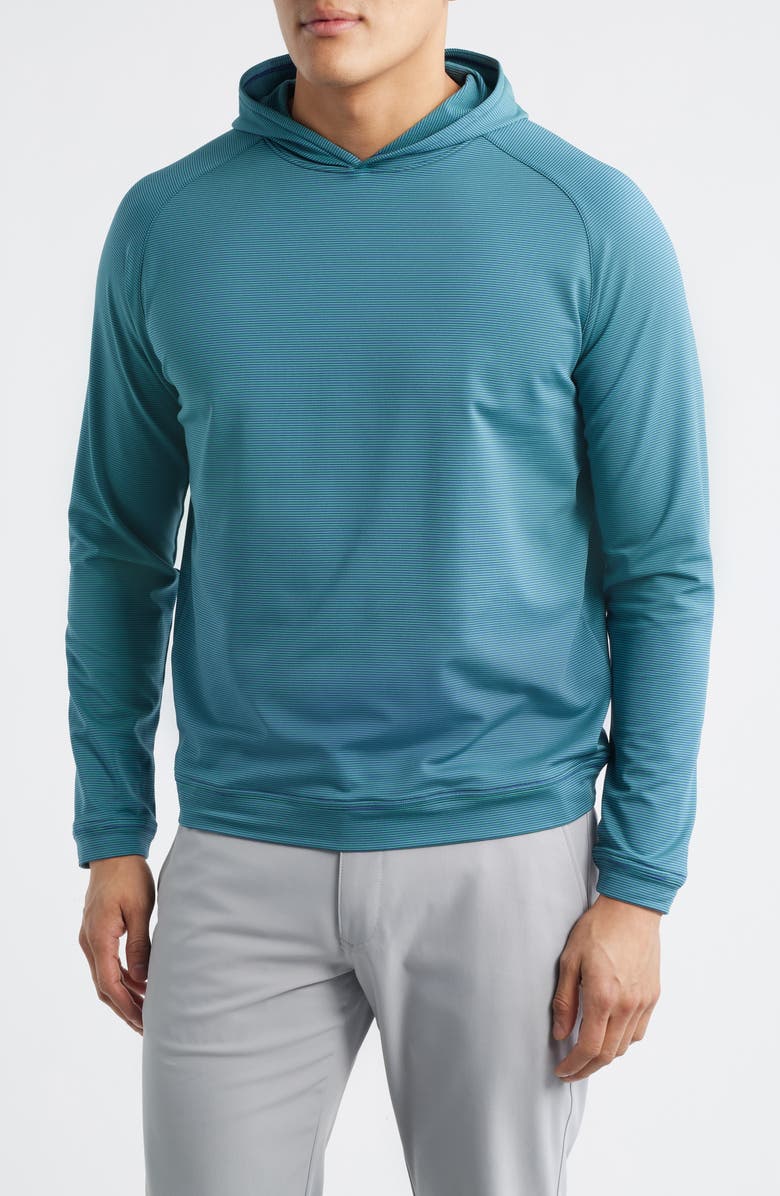 Peter Millar Pine Sugar Stripe Performance Hoodie, Main, color, Sport Navy