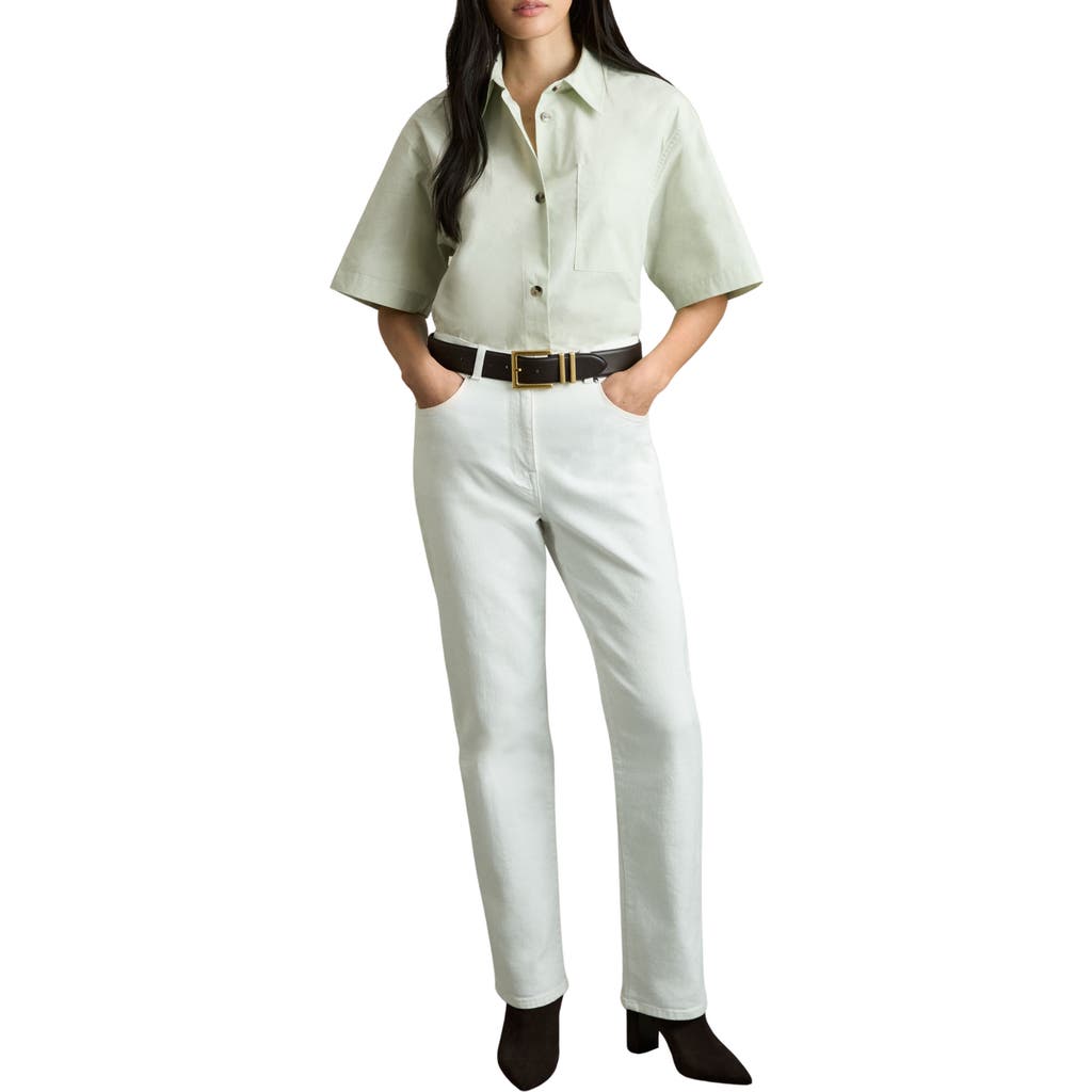 Reiss Jordan Short Sleeve Cotton Button-up Shirt In Green